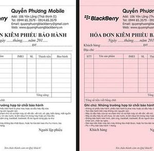 Hóa đơn Bán Hàng Kiêm Phiếu Bảo Hành Quyền Phương Mobile