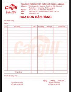 Mẫu Hóa đơn Bán Hàng CTY Cagill