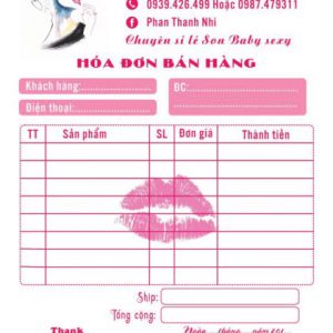 In Hóa đơn Cho Shop Son Thanh Nhi Giá Cạnh Tranh.